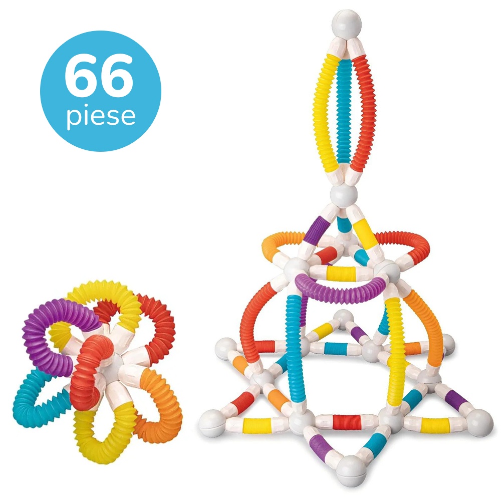 ✳︎J✳︎ FLEXIPAN シリコン製 1031 4枚 Set constructie magnetic flexibil 3D STEM cu tuburi si bile – 66 piese
