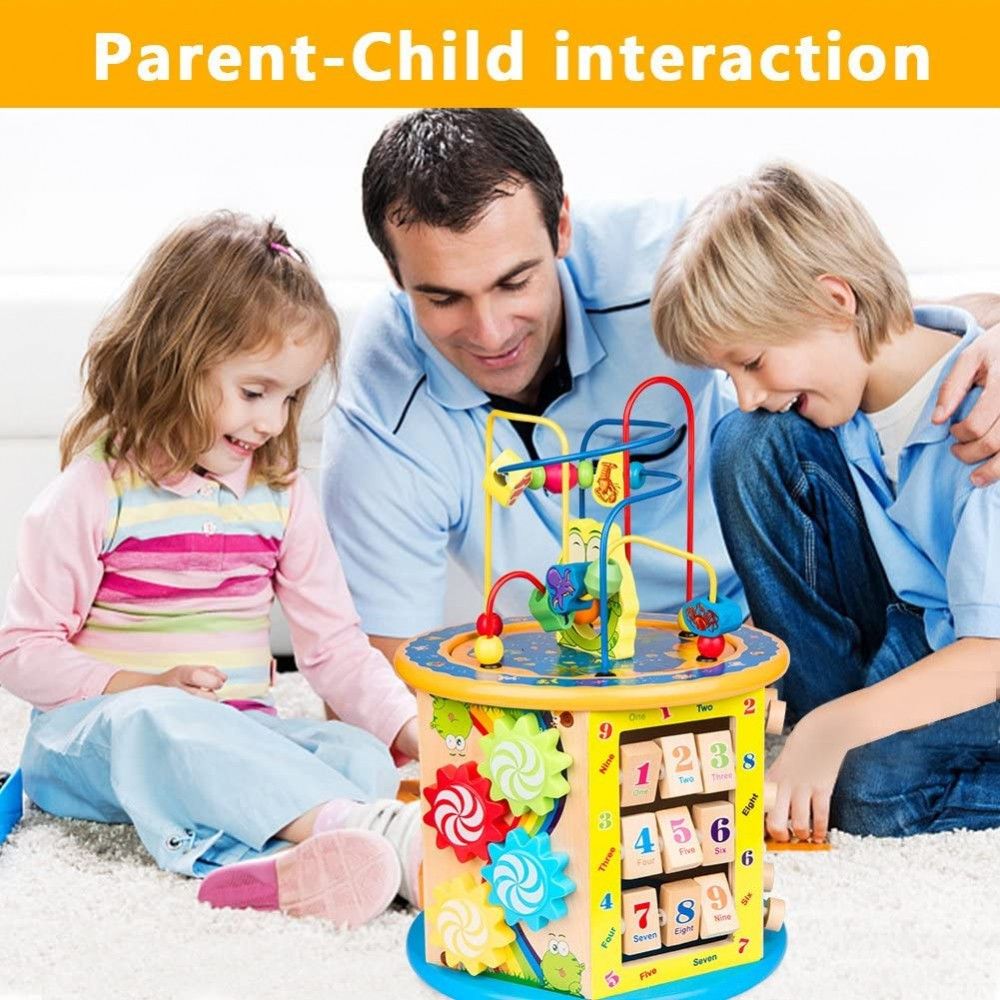 Cub educativ din lemn cu 9 activitati, Broscuta