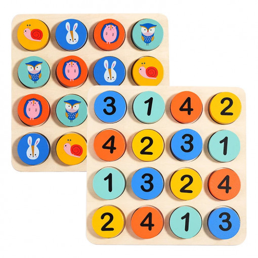Joc educativ Sudoku pentru copii, Cifre si animalute