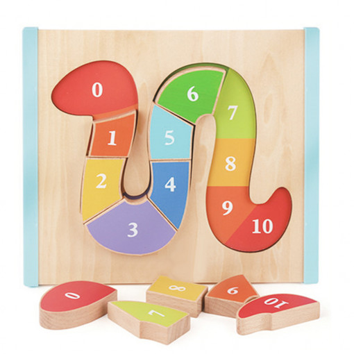 Puzzle 3d Montessori cu Cifre, Viermisor, 10 piese