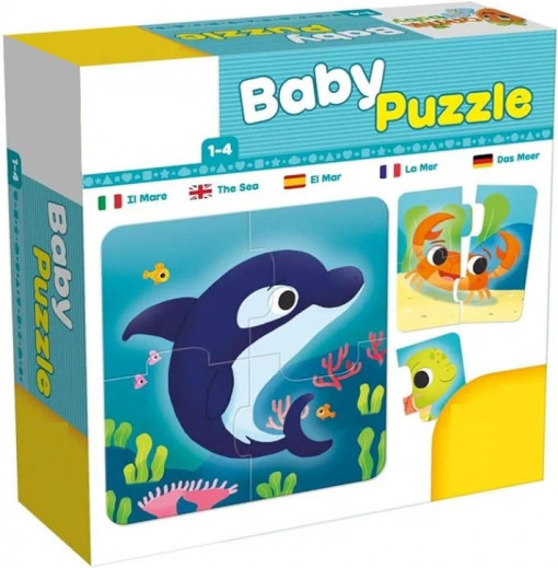 Set 8 puzzle cu piese mari, Baby Puzzle, Animalute marine
