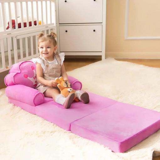 Fotoliu extensibil din plus cu 3 segmente, Mica Printesa, 120 cm, 1-8 ani, Mov