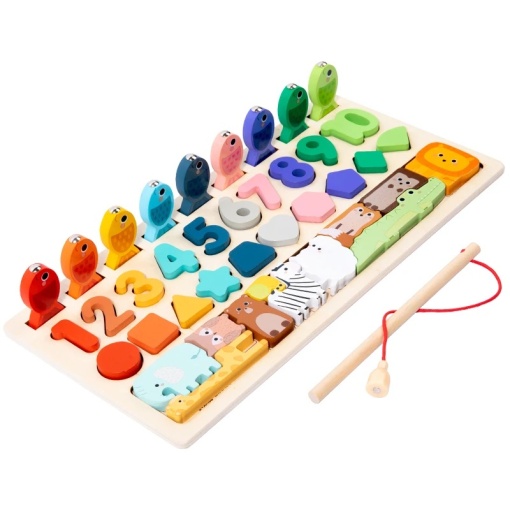 Joc logaritmic 4 in 1, Cifre, forme, pescuit si animalute
