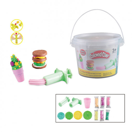 Galetusa cu plastilina si 6 accesorii, Color Clay