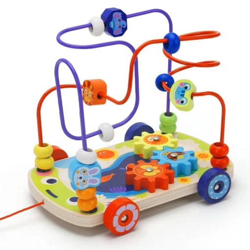 Joc Montessori spirala motrica cu rotite zimtate si roti