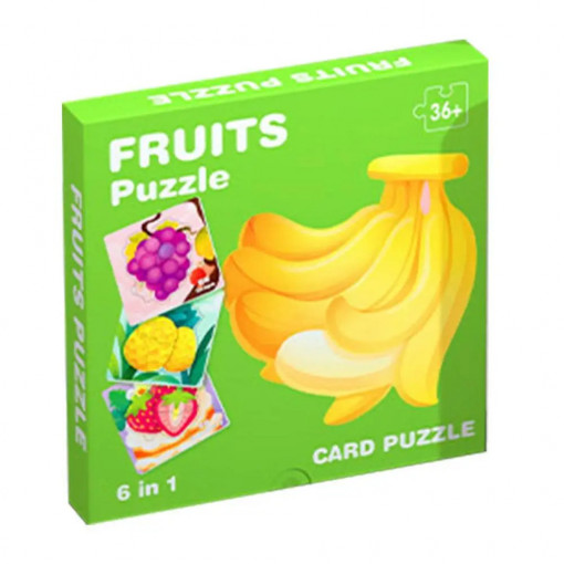 Puzzle 6 in 1 cu piese mari si imagine asociere, Fructe