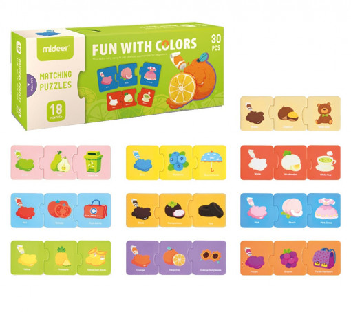 Puzzle educativ de asociere cu 30 piese pentru copii, Culori