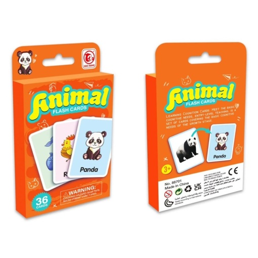 Set 36 carduri cognitive pentru copii, joc memorie, Invatam animalele