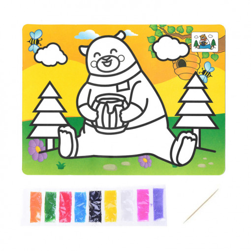 Desen cu nisip colorat, 9 culori, Ursulet