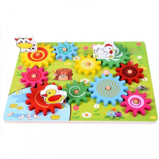 Joc Puzzle 3D pe Placa cu Roti Zimtate, Ferma