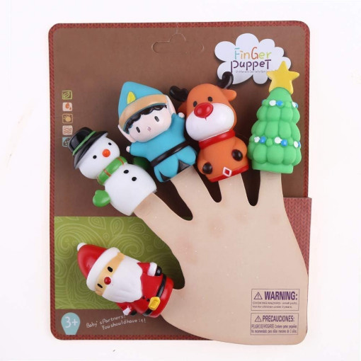 Set 5 marionete din silicon pentru deget, finger puppets, Craciun