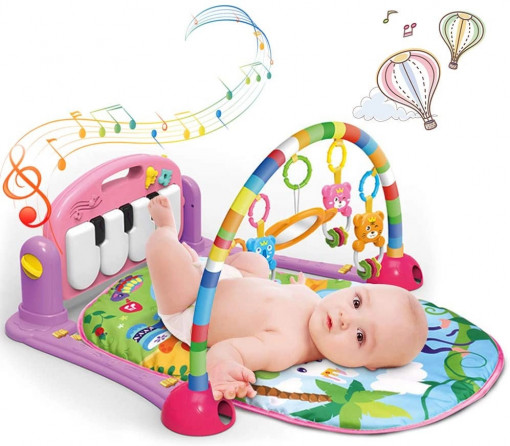 Centru de activitati bebelusi, salteluta de joaca cu pian, Roz