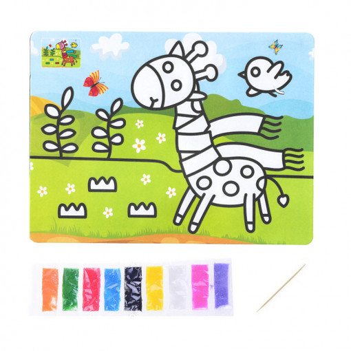 Desen cu nisip colorat, 9 culori, Girafa