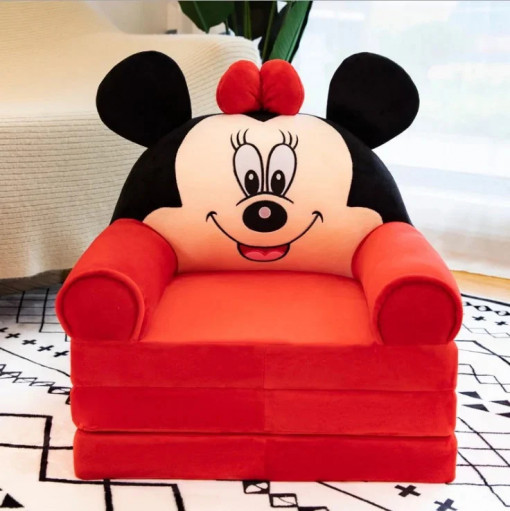 Fotoliu extensibil din plus cu 3 segmente, Minnie Mouse, rosu