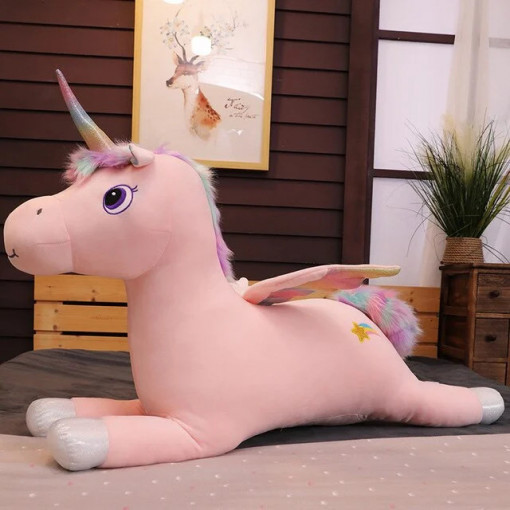 Unicorn din plus gigant, 100 cm, roz