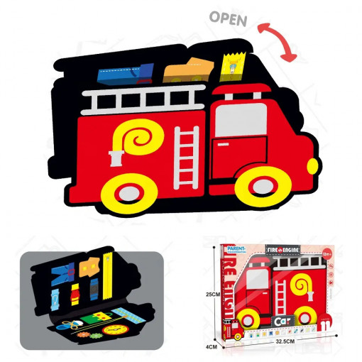 Carte senzoriala cu activitati, fetru, Masina de pompieri