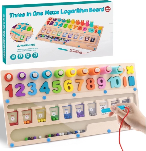 Joc educativ logaritmic 3 in 1, labirint, asociere culori si numere