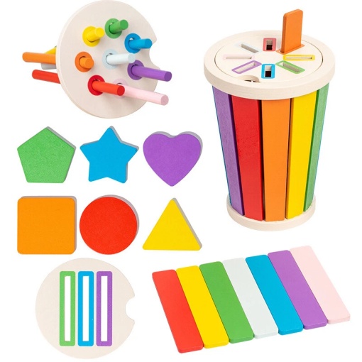 Set de sortare forme si culori in pahar- Curcubeu