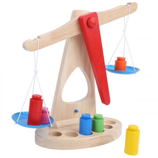 Balanta Montessori din Lemn cu Piese Colorate