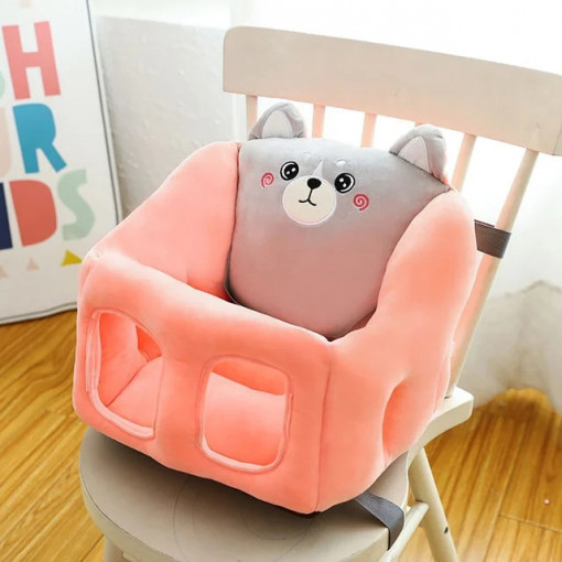 Scaun portabil booster din plus pentru bebelusi, Pisicuta roz