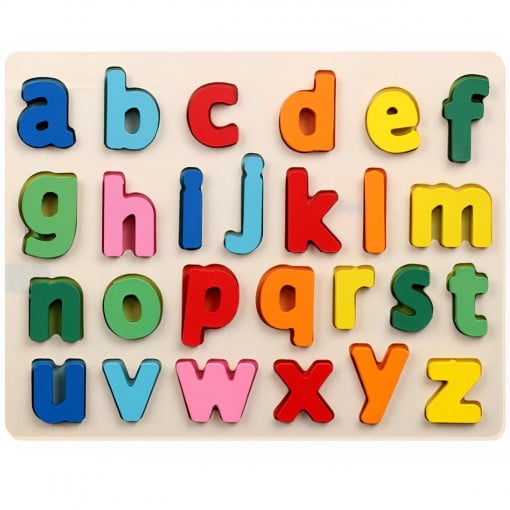 Tablita Puzzle din Lemn, Alfabet, litere mici