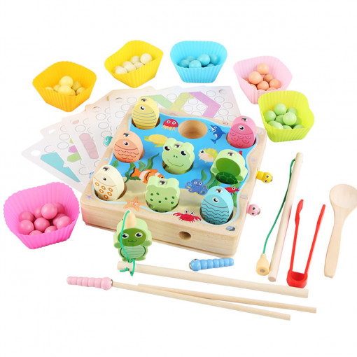 Joc Montessori de Indemanare 5 in 1, Lacul Broscutelor