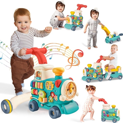 Locomotiva cu abur – Antepremergator multifunctional 5 in 1 cu vagon si scaunel - Albastru
