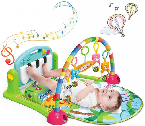 Centru de activitati bebelusi, salteluta de joaca cu pian, Albastru