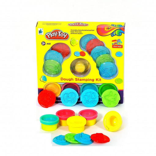 Set plastilina cu stampile, 13 accesorii