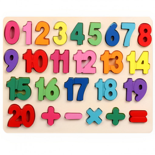 Tablita Puzzle din Lemn, Cifre 1-20 si operatiuni matematice