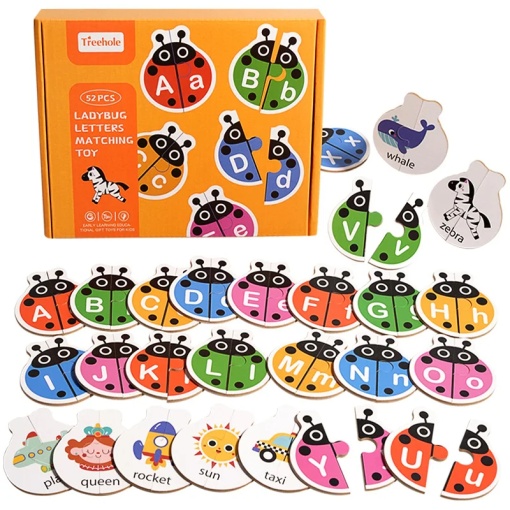 Joc cognitiv de asociere a literelor cu 52 piese tip puzzle - Gargarite