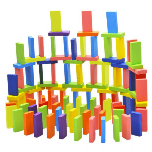 Joc domino colorat din lemn, 123 piese