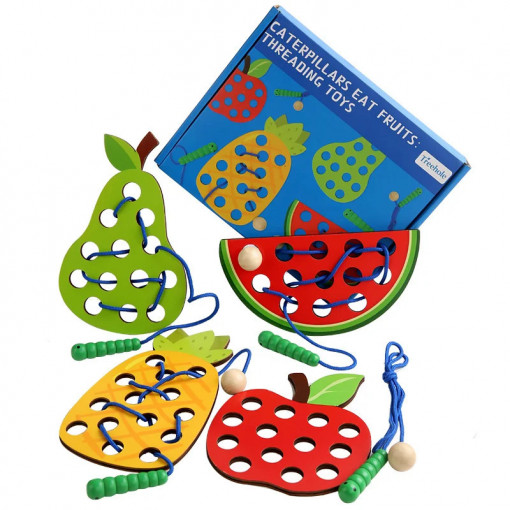 Joc Montessori de Snuruit Fructele cu Viermisor