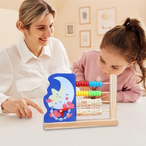 Abac din lemn 3 in 1, calcule matematice si ceas, Luna