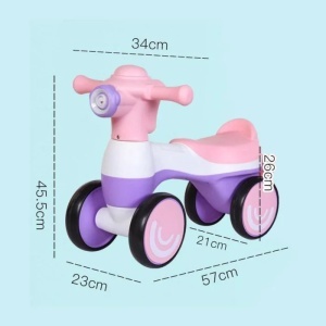 Bicicleta fara pedale, baloane de sapun, 4 roti, sunete, roz