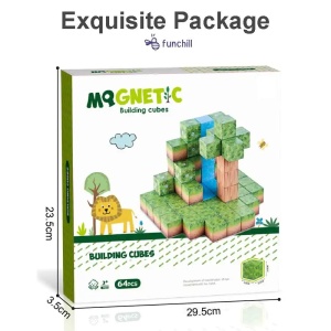 Blocuri magnetice de constructie 3D tip Minecraft, 2.5 cm - 64 piese