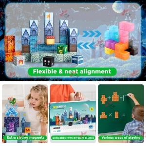 Blocuri magnetice de constructie 3D tip Minecraft, 2 cm - 100 piese - Halloween - Img 3