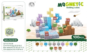 Blocuri magnetice de constructie 3D tip Minecraft, 2 cm - 100 piese - Img 2