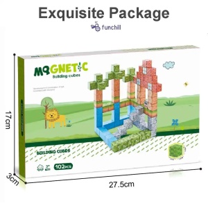 Blocuri magnetice de constructie 3D tip Minecraft, 2 cm - 102 piese