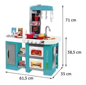 Bucatarie mare cu accesorii incluse pentru copii, Happy Kitchen, Turcoaz