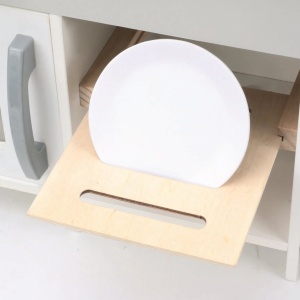 Bucatarie pentru copii din lemn MDF, masina de spalat, cuptor cu microunde si accesorii incluse