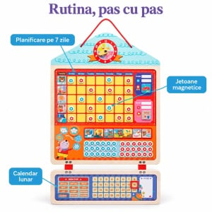 Calendar magnetic cu recompense pentru copii si panou pentru rutina zilnica, cu ceas si activitati - Img 5