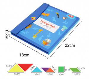 Carte magnetica puzzle Tangram 7 piese mari, 96 modele