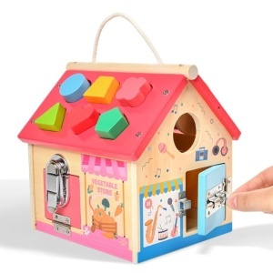 Casuta educativa din lemn 8 in 1 cu activitati Montessori - Tambur