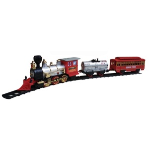 Circuit tren electric cu fum, sunete si lumini, 345 cm, 13 piese