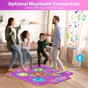 Covoras muzical de dans cu conexiune bluetooth, muzica si lumini LED - Dancing challenge - Roz