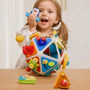 Cub cu activitati 20 in 1 - Busy Toy cu animale, mecanisme interactive si jocuri senzoriale - Img 8