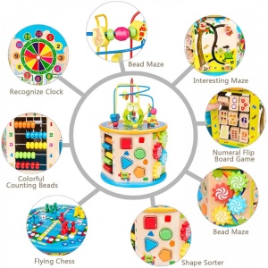 Cub educativ din lemn cu 9 activitati, Broscuta - Img 6
