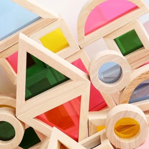 Cuburi senzoriale de construit, Kaleidoscop, lemn, 24 piese
