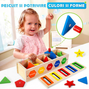 Joc de sortare culori si forme geometrice, Cutia Formelor, Limba Romana